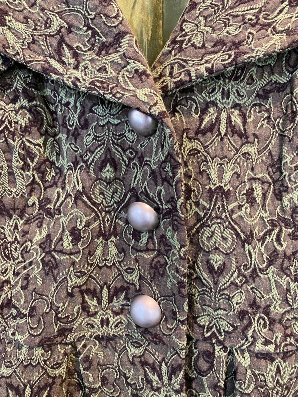 Green Patterned Jacket with Pearl Buttons - Picture 3 of 6